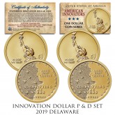 American Innovation DELAWARE 2019 Statehood $1 Dollar Coin - Uncirculated 2-Coin P & D Set