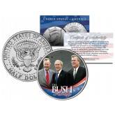 BUSH FAMILY - George HW W & Jeb - Colorized JFK Kennedy Half Dollar U.S. Coin