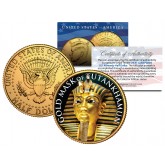 GOLD MASK OF TUTANKHAMUN 24K Gold Plated JFK Half Dollar US Coin KING TUT DEATH