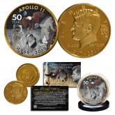 Apollo 11 1st Man on Moon 50th Anniversary John F. Kennedy Centennial 24K Gold Plated Coin 
