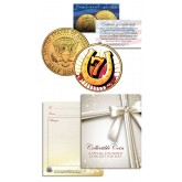 Colorized Coin "Stork" Baby Gift  Keepsake JFK Kennedy Half Dollar U.S 