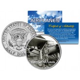 SPIRIT OF ST. LOUIS - Airplane Series - JFK Kennedy Half Dollar U.S. Colorized Coin