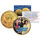 BARACK OBAMA - 56th Inauguration 2009 - 24K Gold Plated JFK Kennedy Half Dollar US Coin