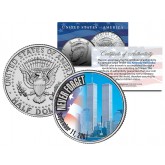 WORLD TRADE CENTER 9/11 Colorized 2001 JFK Kennedy Half Dollar U.S. - First Ever WTC Coin