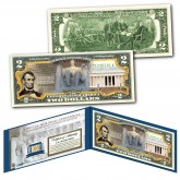 LINCOLN MEMORIAL 100th Anniversary CENTENNIAL 1922-2022 Genuine Legal Tender Colorized $2 U.S. Bill