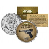 LUGER PO8 - WWII Infantry Weapons - JFK Kennedy Half Dollar U.S. Coin