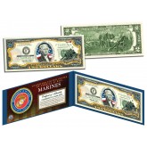 United States MARINES World War II WWII Vintage Genuine Legal Tender Colorized U.S. $2 Bill