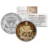 MICHELANGELO - PIETA - Statue Madonna & Jesus Christ Sculpture - Colorized JFK Half Dollar U.S. Coin