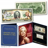 MARILYN MONROE Genuine Legal Tender U.S. $2 Bill in Large Collectors Folio Display 