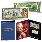 MARILYN MONROE Multi-Image Genuine Legal Tender U.S. $2 Bill in Large Collectors Folio Display 