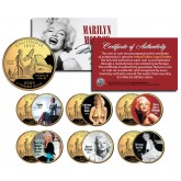 MARILYN MONROE MOVIES Colorized California Quarters 6-Coin Complete Set 24K Gold Plated - Officially Licensed