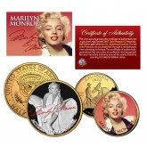 MARILYN MONROE California Quarter & JFK Half Dollar U.S. 2-Coin Set 24K Gold Plated - Officially Licensed