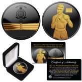 2023 MUHAMMAD ALI Niue 1 oz Pure Silver Boxing Coin in BLACK RUTHENIUM and 24KT Gold Highlights with BOX