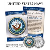 United States NAVY Official JFK Kennedy Half Dollar U.S. Coin and Collectible Card