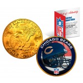CHICAGO BEARS NFL 24K Gold Plated IKE Dollar US Colorized Coin - Officially Licensed