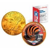 CINCINNATI BENGALS NFL 24K Gold Plated IKE Dollar US Colorized Coin - Officially Licensed