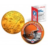 CLEVELAND BROWNS NFL 24K Gold Plated IKE Dollar US Colorized Coin - Officially Licensed