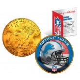 DETROIT LIONS NFL 24K Gold Plated IKE Dollar US Colorized Coin - Officially Licensed