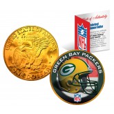 GREEN BAY PACKERS NFL 24K Gold Plated IKE Dollar US Colorized Coin - Officially Licensed