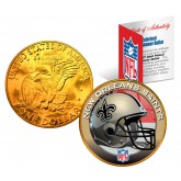NEW ORLEANS SAINTS NFL 24K Gold Plated IKE Dollar US Colorized Coin - Officially Licensed