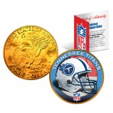 TENNESSEE TITANS NFL 24K Gold Plated IKE Dollar US Colorized Coin - Officially Licensed