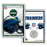 SAN DIEGO CHARGERS Field NFL Colorized JFK Kennedy Half Dollar U.S. Coin w/4x6 Display