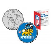 DETROIT LIONS - Retro Logo - Michigan Quarter US Colorized Coin Football NFL - Officially Licensed