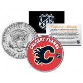 CALGARY FLAMES NHL Hockey JFK Kennedy Half Dollar U.S. Coin - Officially Licensed