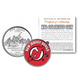 NEW JERSEY DEVILS NHL Hockey New Jersey Statehood Quarter U.S. Colorized Coin - Officially Licensed