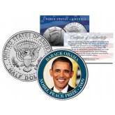 BARACK OBAMA - 2009 NOBEL PEACE PRIZE - Colorized JFK Kennedy Half Dollar U.S. Coin