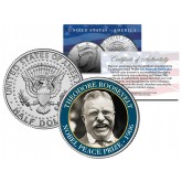 THEODORE ROOSEVELT - 1906 NOBEL PEACE PRIZE - Colorized JFK Kennedy Half Dollar U.S. Coin