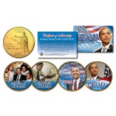 BARACK OBAMA 44th President 24KT Gold Plated HAWAII Statehood Quarter 4-Coin Set