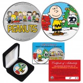Peanuts CHRISTMAS 70th Anniversary Charlie Brown & Gang Colorized 2-Sided 1 oz .999 Silver BU Coin - Limited & Numbered of 70 Worldwide with Display Box - OFFICIALLY LICENSED