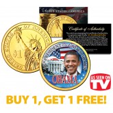 BARACK OBAMA Presidential $1 Dollar Coin 24K Gold Plated - AS SEEN ON TV - BUY 1 GET 1 FREE - bogo
