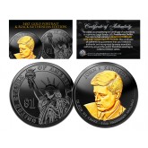 Black RUTHENIUM Clad John F Kennedy 2015 Presidential $1 Dollar U.S. Coin with 24k Gold Clad JFK Portrait - P Mint