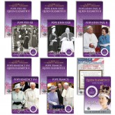 QUEEN ELIZABETH II 2022 Platinum Jubilee Premium commemorative 6-Card Set featuring Queen Elizabeth II Meetings with every Pope