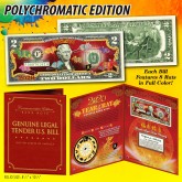 2020 Chinese New Year * YEAR OF THE RAT * POLYCHROMATIC 8 COLORIZED RAT’S U.S. $2 BILL in Large Collectors Folio Display