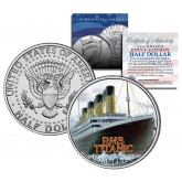 RMS Titanic Ship - Anniversary - JFK Kennedy Half Dollar US Colorized Coin
