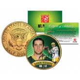 AARON RODGERS JFK Kennedy Half Dollar 24K Gold Plated US Coin GREEN BAY PACKERS - Officially Licensed