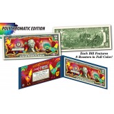 2017 Chinese New Year * YEAR OF THE ROOSTER * POLYCROMATIC 8 COLORIZED ROOSTER’S Genuine Legal Tender U.S. $2 BILL - $2 Lucky Money with Blue Folio