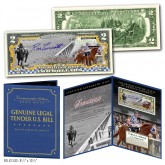SECRETARIAT 50th Anniversary of the Triple Crown 1973-2023 $2 U.S Bill with Iconic Stretch Run Belmont Photo AUTOGRAPHED BY JOCKEY RON TURCOTTE - Limited & Numbered of 250