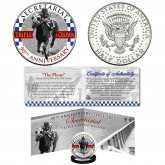 SECRETARIAT Triple Crown FAMOUS PHOTO 50th Anniversary Official Genuine Legal Tender JFK Kennedy Half Dollar U.S. Coin with "The Famous Photo" Panoramic Display Certificate of Authenticity