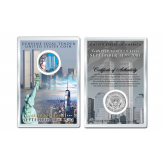 WORLD TRADE CENTER 9/11 "NEVER FORGET" JFK Kennedy Half Dollar U.S. Coin with 4x6 Lens Display