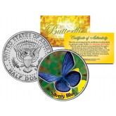 SILVERY BLUE BUTTERFLY JFK Kennedy Half Dollar U.S. Colorized Coin