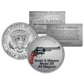 SMITH & WESSON MODEL 29 .44 MAGNUM Gun Firearm JFK Kennedy Half Dollar US Colorized Coin