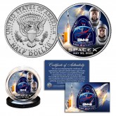 SPACEX ASTRONAUTS Falcon 9 Rocket Carrying First Ever Crew Dragon Spacecraft Launch May 30, 2020 JFK Kennedy Half Dollar Coin