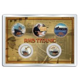 RMS TITANIC 100th Anniversary Legal Tender 24K Gold Plated US 5-Coin Set with 4x6 Display