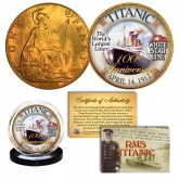 RMS TITANIC - 100th Anniversary - Colorized 1900’s Gold Clad Great Britain Penny - Legal Tender