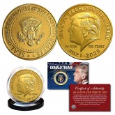 Donald Trump 2021-2025 2nd Presidential Term 45th President Official 24K Gold Clad Tribute Coin with Certificate, Coin Capsule and Display Stand