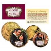 GONE WITH THE WIND Georgia Quarter & JFK Half Dollar US 2-Coin Set 24K Gold Plated - Officially Licensed